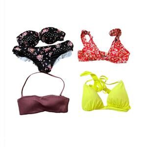 Bundle Bathing Suits 3 Bikini Tops 1 Set Victoria's Secret L.A Hearts Size XS